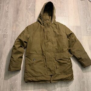 Vtg Herters Canada Goose Full Zip Parka Jackets Brown Goose Down Hooded Mens M